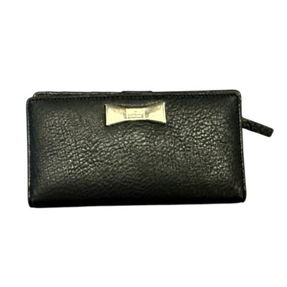 NWOT Kate Spade Maple St Stacy Black/Gold Pebbled Leather Bi-Fold Wallet $198
